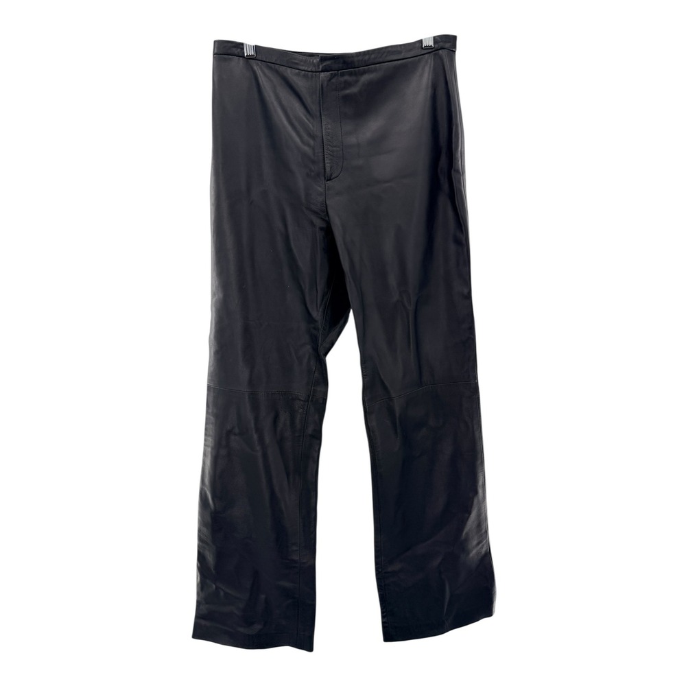 Vtg Oscar by Oscar de la Renta Black Genuine Leather Straight Leg Pants Size 12
